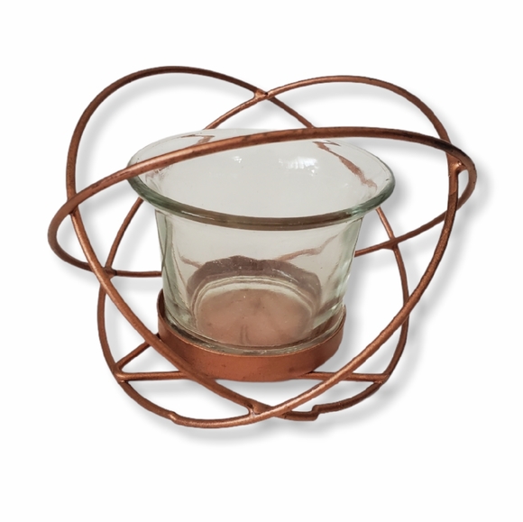 GEOMETRIC/ABSTRACT METAL AND GLASS Candle Holder - Picture 1 of 4